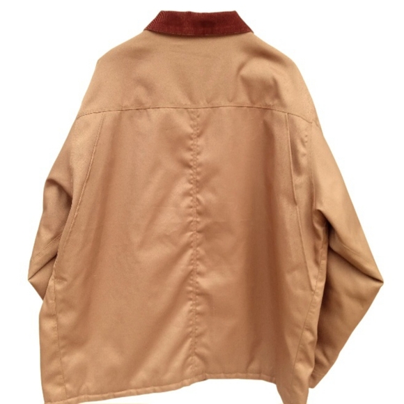 Vtg Barn Jacket Chore Coat Tan Jacket Brown Corduroy Collar Old Navy XXL - Picture 2 of 11
